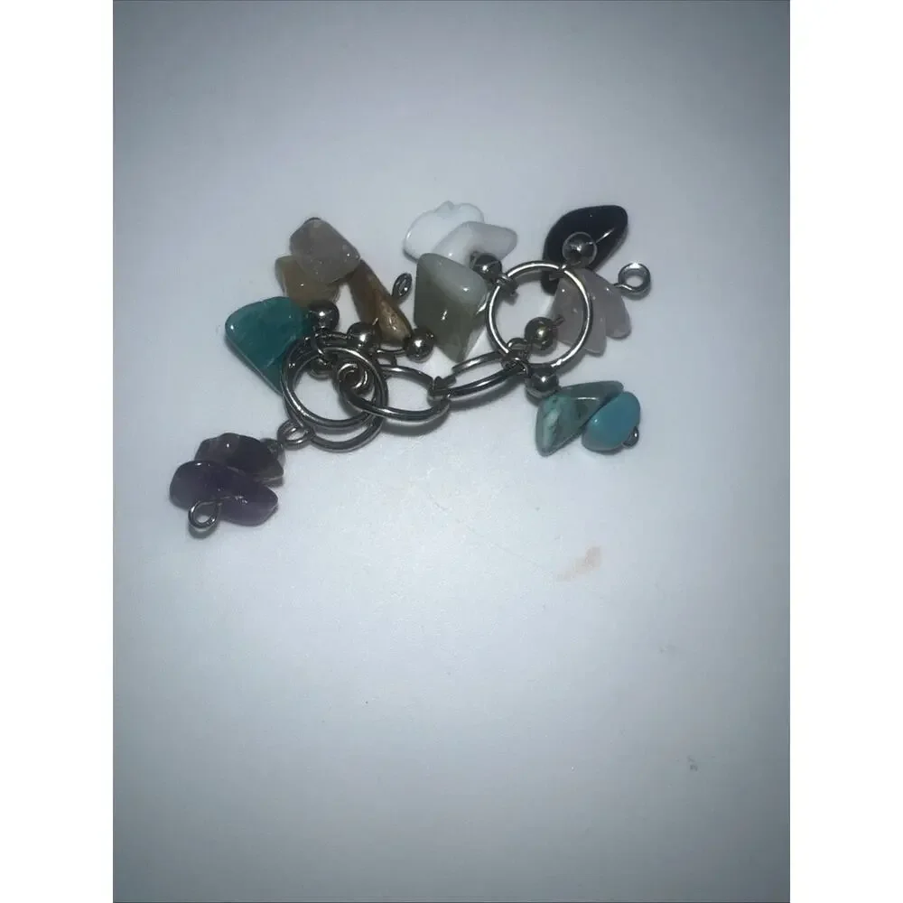 Pendant Purse Charm Dangle Gemstones Beads Silver Necklace